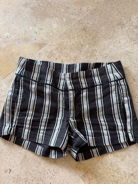 NSF Black and White High Waist Striped Women's Shorts